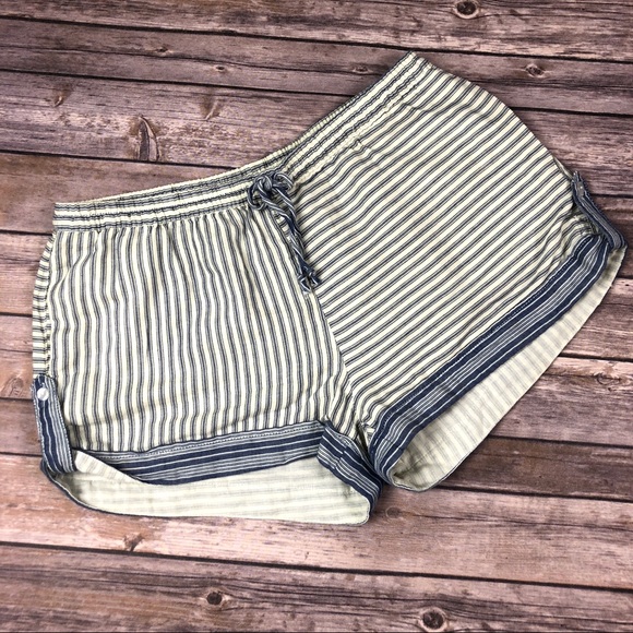 Indigo Rein Pants - Striped Ticking Dolphin Drawstring Shorts Large